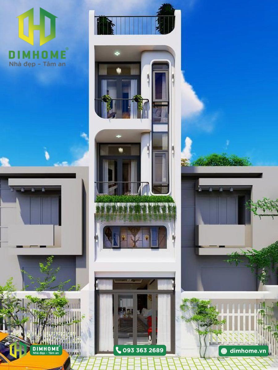 Mẫu thiết kế nhà phố 1 trệt 3 lầu sân thượng nhà anh Tuấn ở Quận 5