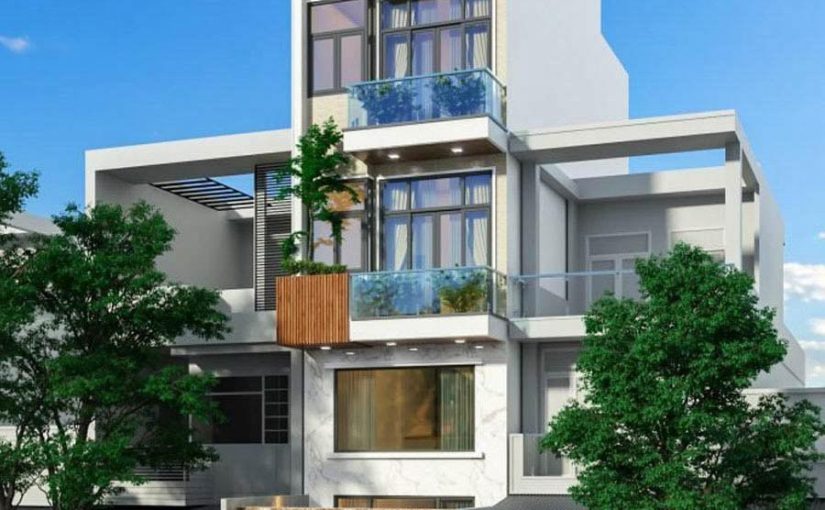 Mẫu thiết kế nhà phố 1 trệt 3 lầu tum sân thượng nhà anh Phát ở Quận 12