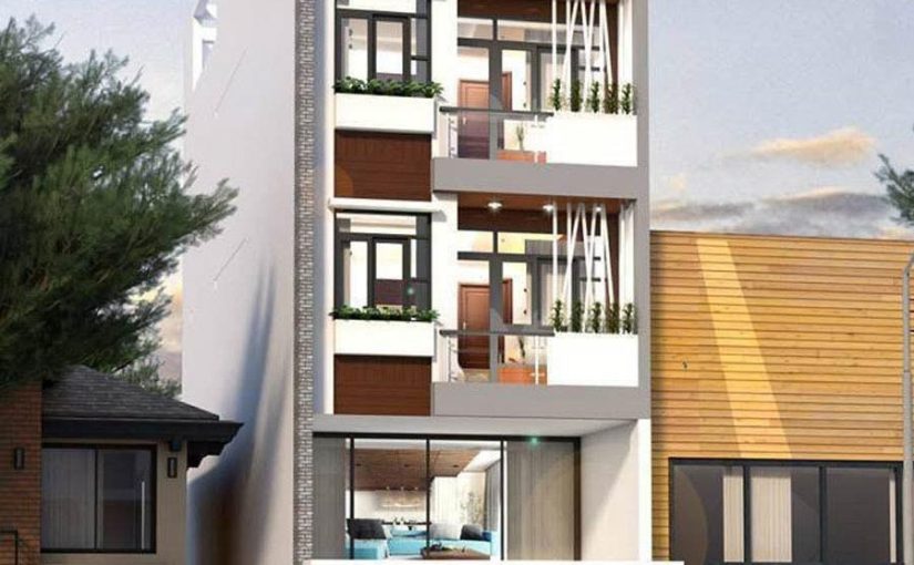 Mẫu thiết kế nhà phố 1 trệt 3 lầu tum sân thượng nhà chị Nga ở Quận Tân Bình