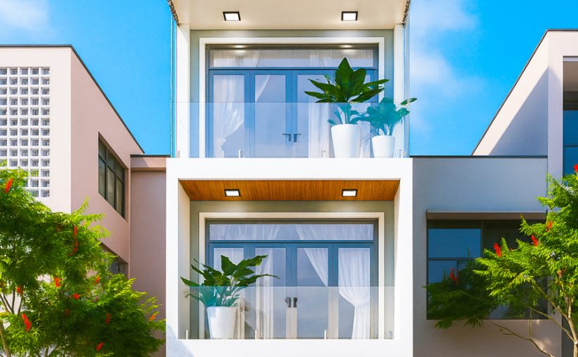 Mẫu thiết kế nhà phố 3 tầng tum sân thượng nhà chị Thoa ở Quận 2