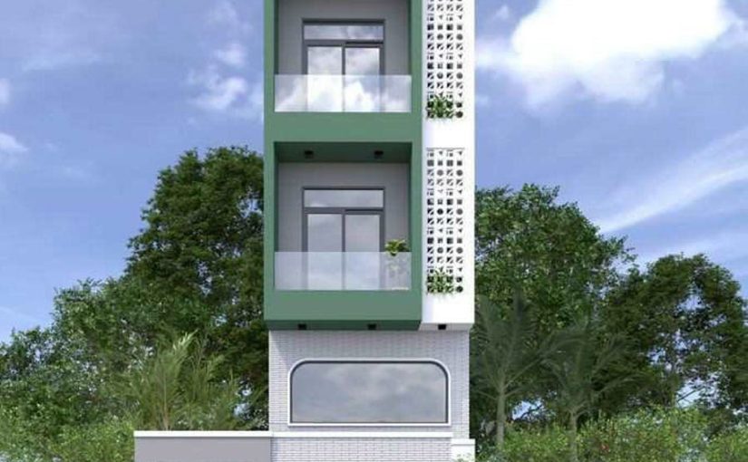 Mẫu thiết kế nhà phố 1 trệt 2 lầu tum sân thượng nhà anh Khải Quận 5