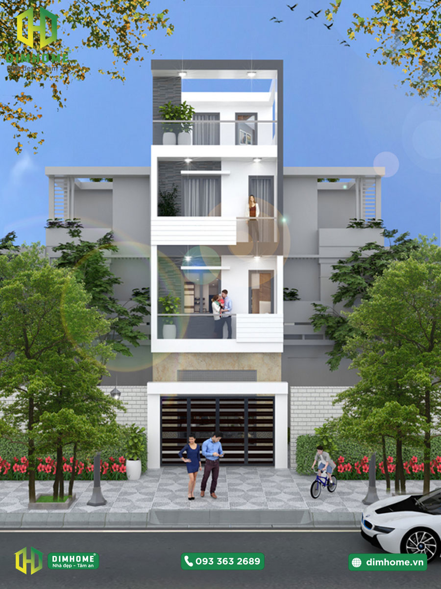Mẫu thiết kế nhà phố 4 tầng sân thượng nhà anh Linh Quận 1