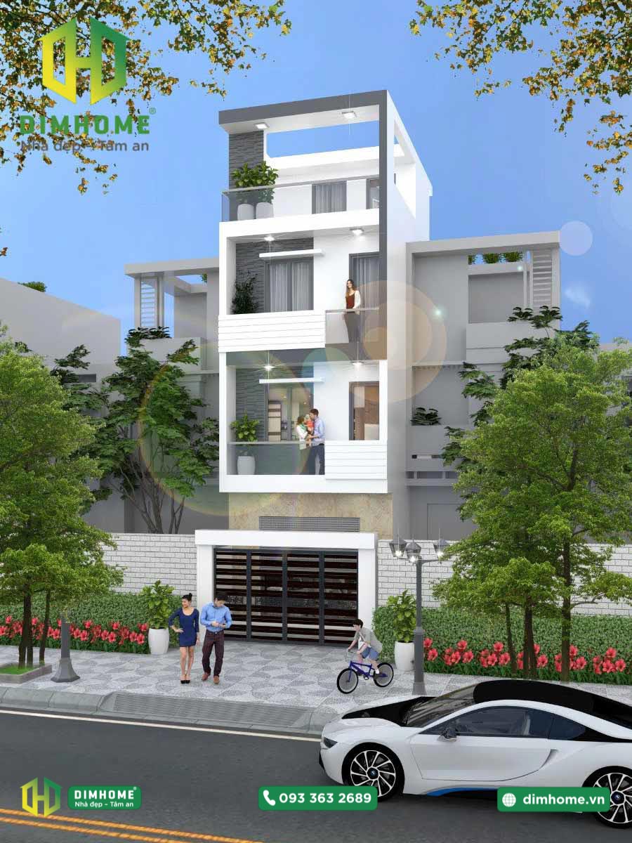Mẫu thiết kế nhà phố 4 tầng sân thượng nhà anh Linh Quận 1