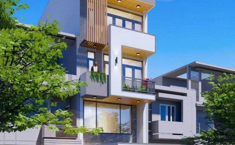Mẫu thiết kế nhà phố 1 trệt 3 lầu tum sân thượng nhà anh Lượng ở Quận 12