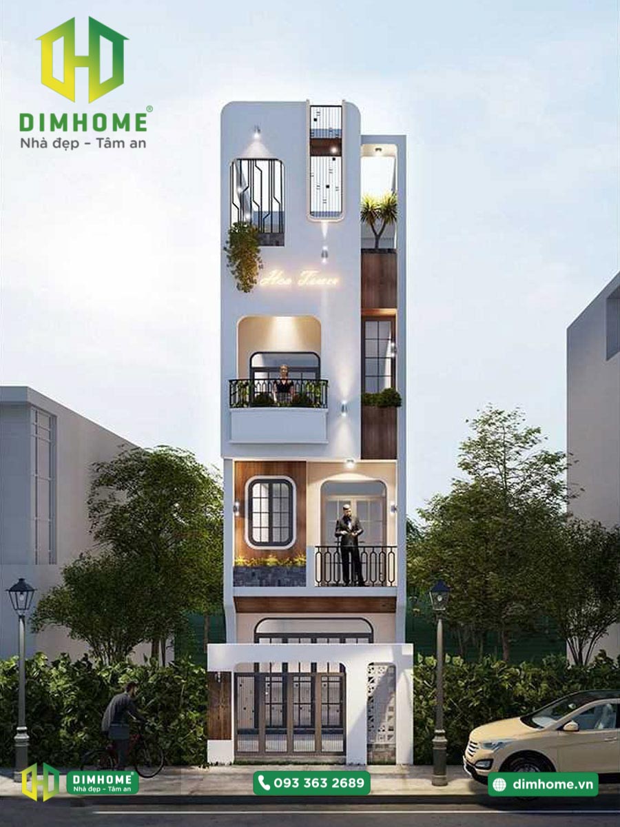 Mẫu thiết kế nhà phố 3 tầng tum sân thượng nhà chị Thuý Quận 2