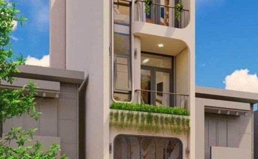 Mẫu thiết kế nhà phố 1 trệt 1 lửng 2 lầu tum sân thượng nhà anh Toàn Quận 10