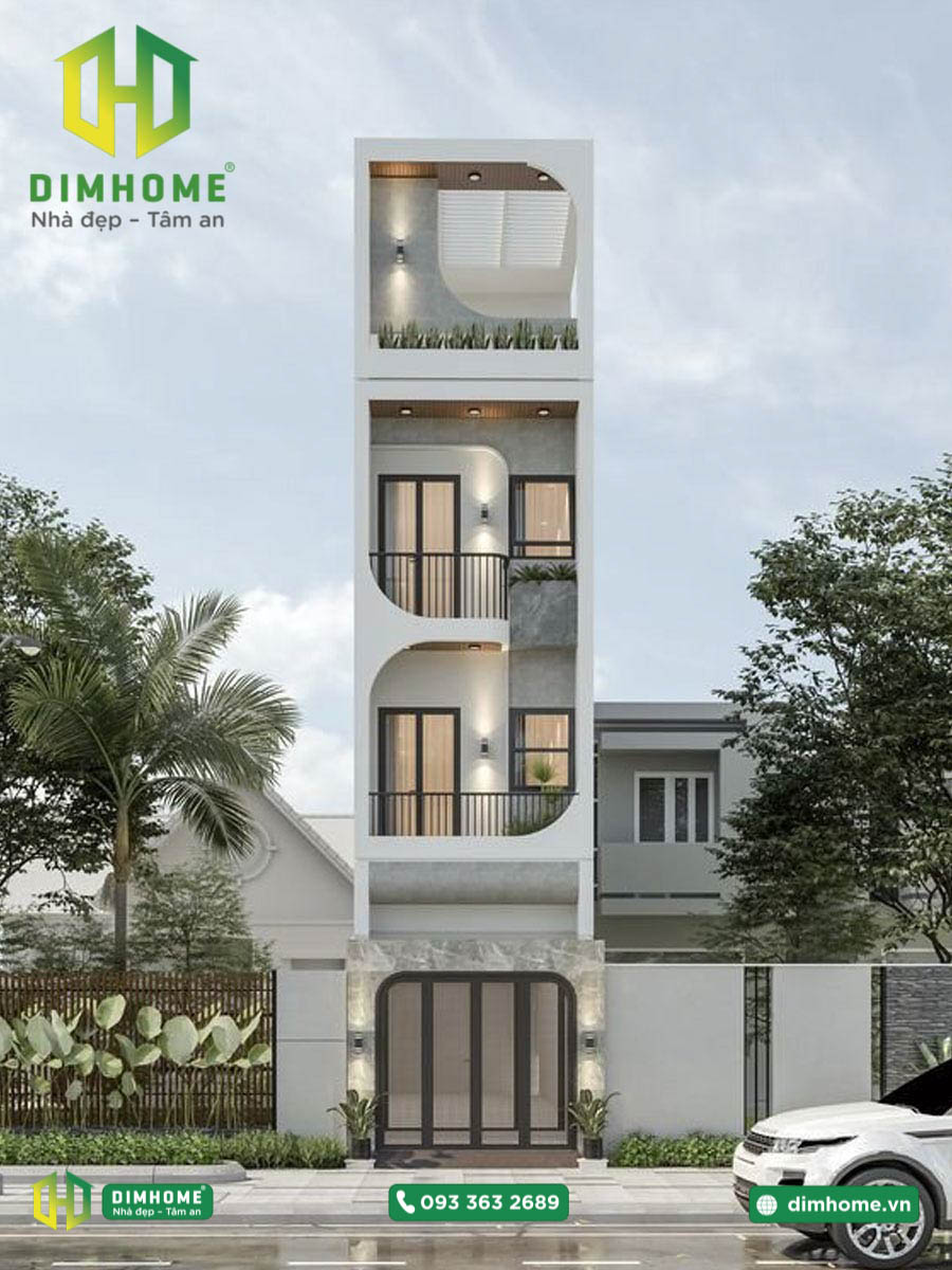 Mẫu thiết kế nhà phố 3 tầng tum sân thượng nhà anh Vinh Quận 8