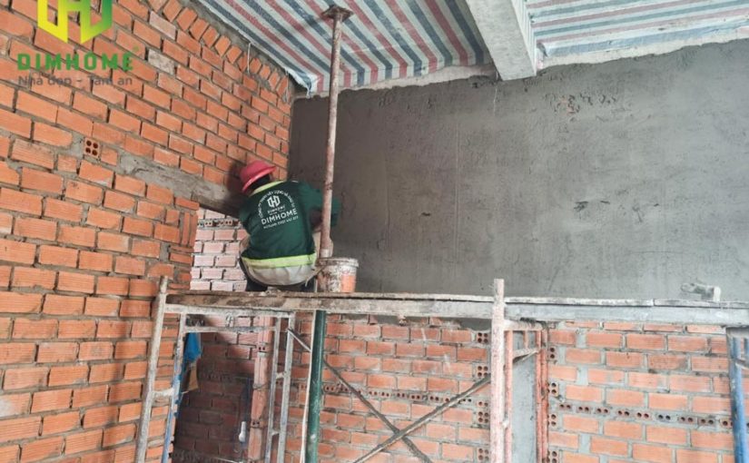 Xây nhà trọn gói nhà phố 1 trệt 1 lầu sân thượng nhà chị Hòa Quận 12