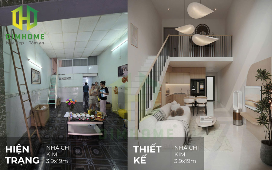 Chốt phương án cải tạo 3D nội ngoại thất – Thi công sửa chữa nhà cấp 4 gác lửng chị Kim ở Quận Tân Bình