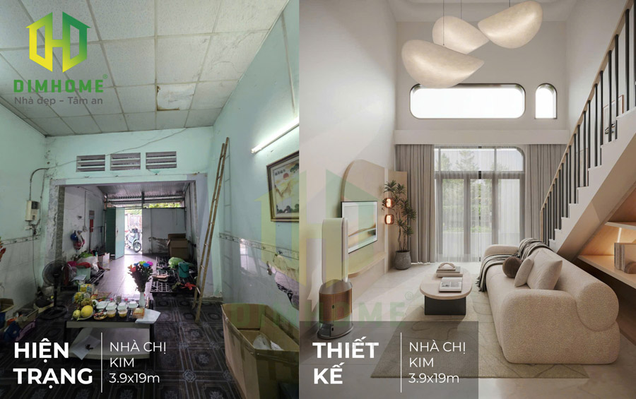 Chốt phương án cải tạo 3D nội ngoại thất – Thi công sửa chữa nhà cấp 4 gác lửng chị Kim ở Quận Tân Bình