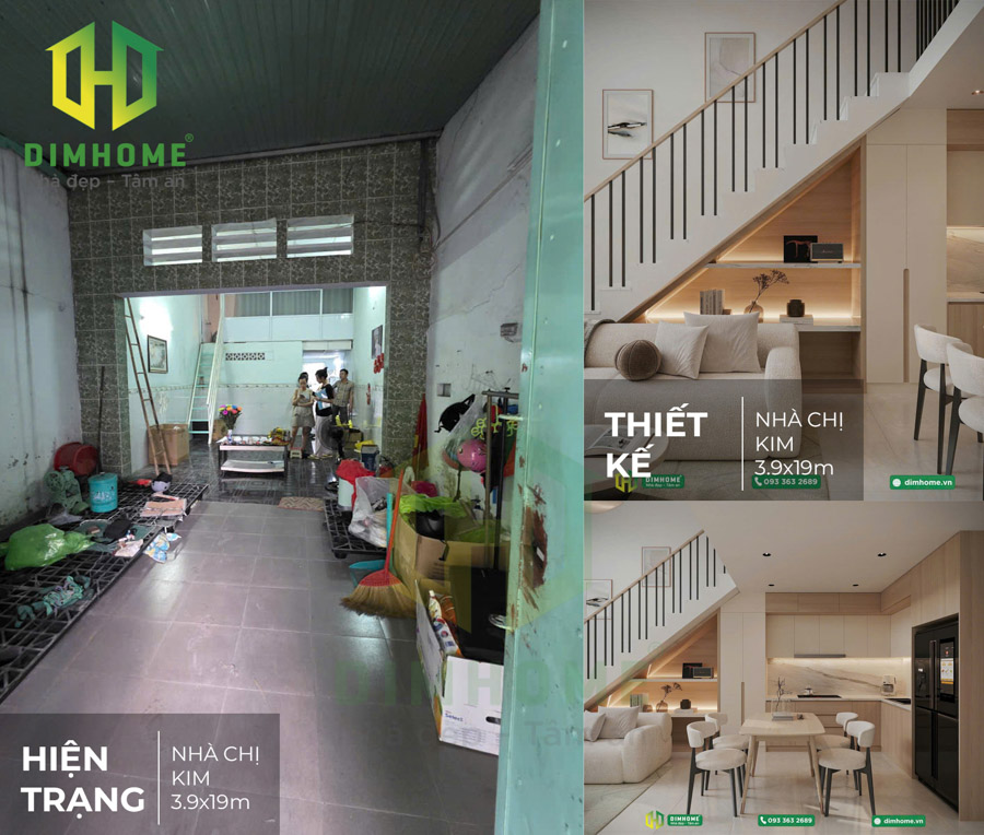 Chốt phương án cải tạo 3D nội ngoại thất – Thi công sửa chữa nhà cấp 4 gác lửng chị Kim ở Quận Tân Bình
