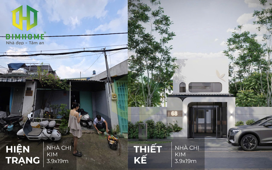 Chốt phương án cải tạo 3D nội ngoại thất – Thi công sửa chữa nhà cấp 4 gác lửng chị Kim ở Quận Tân Bình