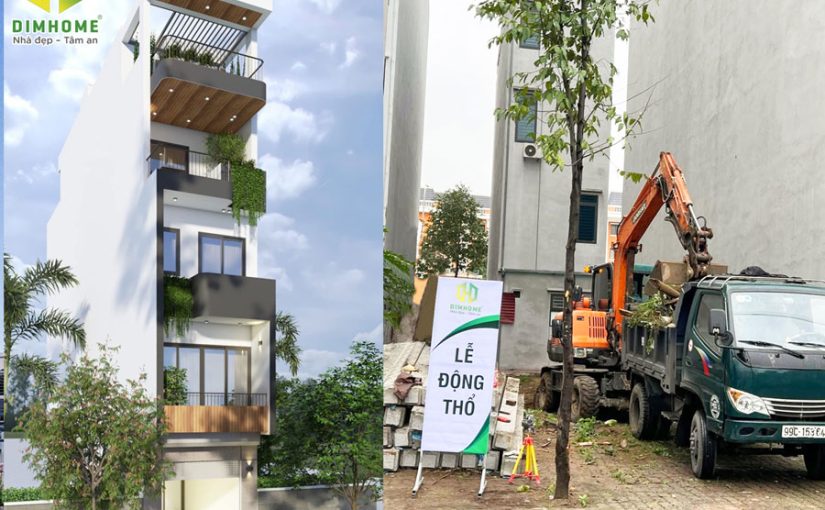 Khởi công xây dựng nhà phố 1 trệt 3 lầu tum sân thượng cô Duyên Gò Vấp