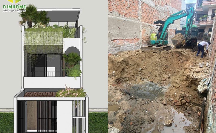 Khởi công xây dựng nhà phố 3 tầng 4,8x18m nhà chị Thuỷ ở Gò Vấp